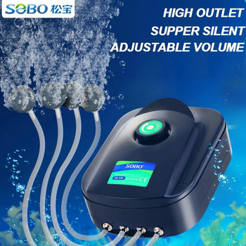 SOBO High Power 8w 12w Fish Tank Oxygen Pump Fish Aquarium Air Compressor Ρυθμιζόμενη ροή αέρα Αντλία οξυγόνου για ψάρια 220V-240V
