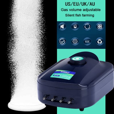 Pompă de aer de oxigen pentru rezervor de pește de mare putere SOBO, 8w 12w, compresor de aer pentru acvariu de pești, pompă de oxigen cu debit de aer reglabil pentru pești 220V-240V