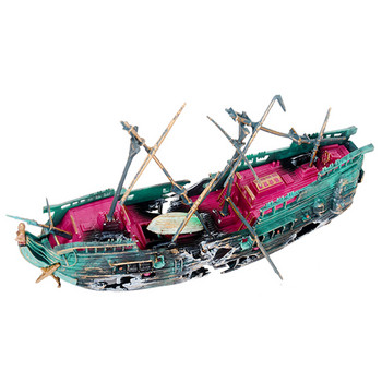 Διακοσμητικό μεγάλο ενυδρείο από ρητίνη πειρατικό σκάφος σπασμένο σκάφος διαχωρισμένο βυθισμένο ναυάγιο Αέρος διάσπαση ναυάγιο Αξεσουάρ δεξαμενής ψαριών
