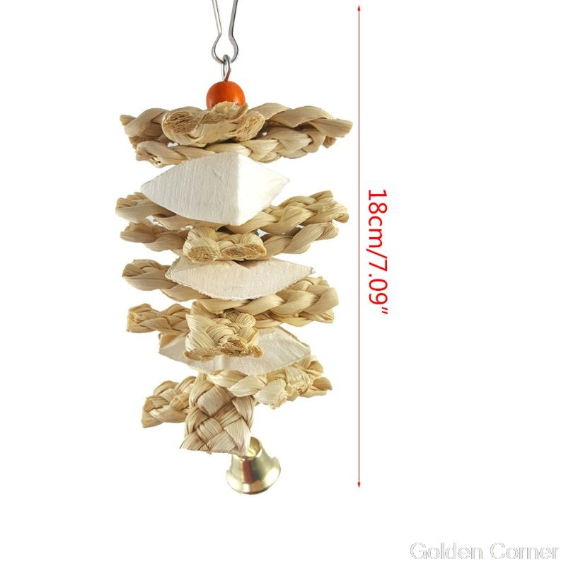 Animal de companie Papagal Pasăre Jucării din iarbă naturală Jucării de mestecat Mușcătură Cușcă agățată Clopoțel Leagăn Urcare Jucând Pandantiv Au10 20 Dropship