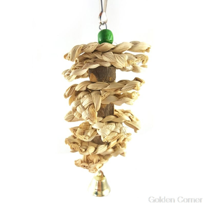 Animal de companie Papagal Pasăre Jucării din iarbă naturală Jucării de mestecat Mușcătură Cușcă agățată Clopoțel Leagăn Urcare Jucând Pandantiv Au10 20 Dropship