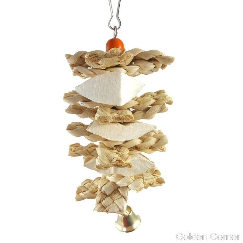 Animal de companie Papagal Pasăre Jucării din iarbă naturală Jucării de mestecat Mușcătură Cușcă agățată Clopoțel Leagăn Urcare Jucând Pandantiv Au10 20 Dropship