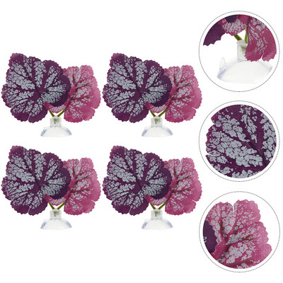 4 τμχ Διακοσμητικά Betta Fish Leaf Κρεβάτια Fish Tank Resating Leaf Hammocks (Μωβ)