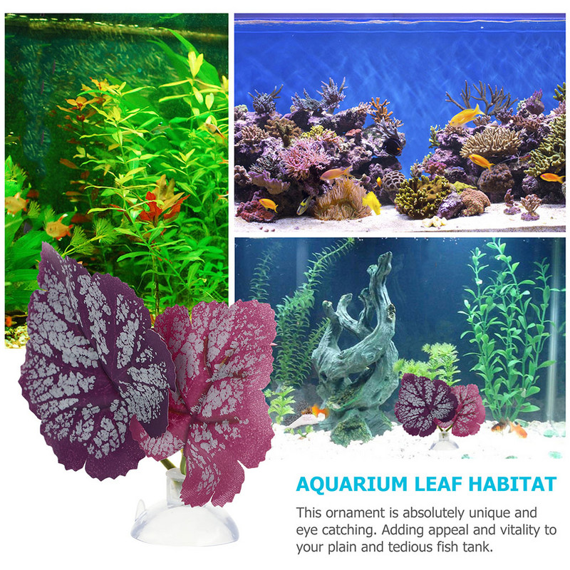 4 τμχ Διακοσμητικά Betta Fish Leaf Κρεβάτια Fish Tank Resating Leaf Hammocks (Μωβ)