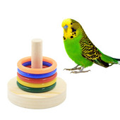 Bird Toys Parrot Wooden Platform Plastic Rings Intelligence Training Chew Puzzle Toy Νέο