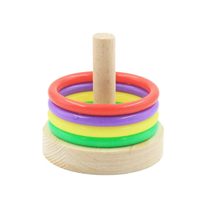 Bird Toys Parrot Wooden Platform Plastic Rings Intelligence Training Chew Puzzle Toy Νέο