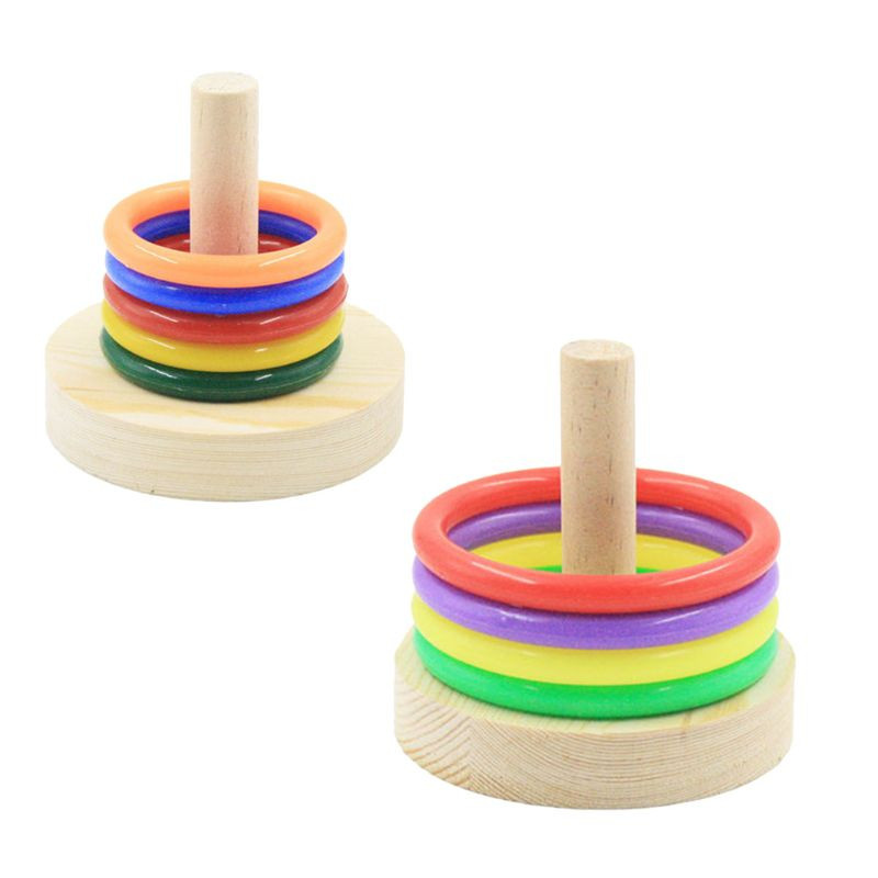 Bird Toys Parrot Wooden Platform Plastic Rings Intelligence Training Chew Puzzle Toy Νέο