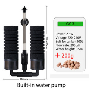 220V 3-IN-1 Ηλεκτρικό Φίλτρο Βιοχημικού Σφουγγάρι Silence Υποβρύχιο Φίλτρο Δεξαμενής Ψαριών Αξεσουάρ ενυδρείου Bio Media Balls