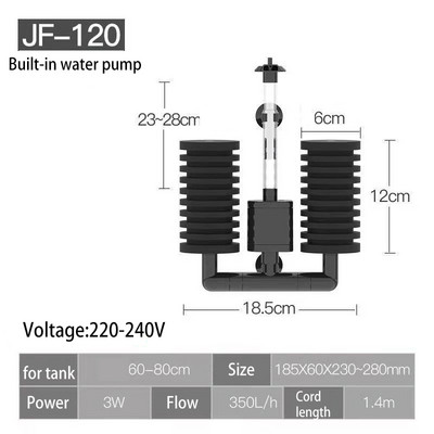 220V 3-IN-1 Ηλεκτρικό Φίλτρο Βιοχημικού Σφουγγάρι Silence Υποβρύχιο Φίλτρο Δεξαμενής Ψαριών Αξεσουάρ ενυδρείου Bio Media Balls