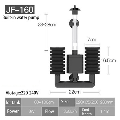 220V 3-IN-1 Ηλεκτρικό Φίλτρο Βιοχημικού Σφουγγάρι Silence Υποβρύχιο Φίλτρο Δεξαμενής Ψαριών Αξεσουάρ ενυδρείου Bio Media Balls