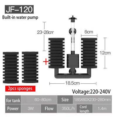 220V 3-IN-1 Ηλεκτρικό Φίλτρο Βιοχημικού Σφουγγάρι Silence Υποβρύχιο Φίλτρο Δεξαμενής Ψαριών Αξεσουάρ ενυδρείου Bio Media Balls
