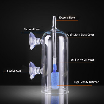 Ενυδρείο Oxygen Glass Dissolve Dissolve Aeration Διανομέας CO2 Dispenser Fish Tank Prevent Splash Bubble Air Stone Προμήθειες για κατοικίδια