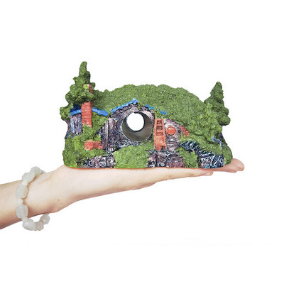 Δεξαμενή νερού Στολίδι Hobbit House Grass Building Aquarium Fish Hiding Greenhouse Underwater Craft Shrimp Hideout Spawning Refuge