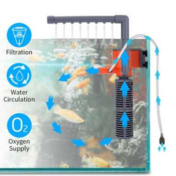 3W 5W Мини потопяем филтър за аквариум Fish Tank Вътрешен филтър Помпа Воден поток Циркулация Добавяне на кислород за аквариум с рибни костенурки