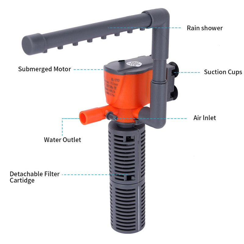 AISITIN EU Plug Väike kalapaagi filter miniakvaariumi kolm-ühes sisseehitatud sukelpump hapnikuga varustatud filtripump