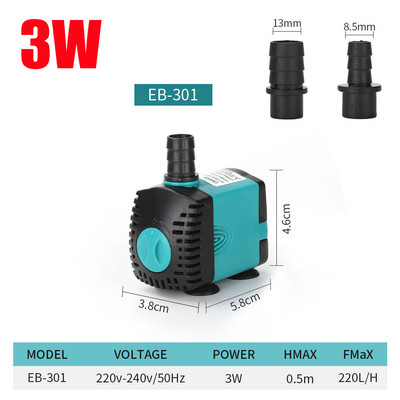 EU US 220V-240V 3-60W Υποβρύχια Αντλία Νερού Ενυδρείου Φίλτρο Σιντριβάνι Fish Pond Quiet Water Αντλία Δεξαμενής Σιντριβάνι Πλαϊνή αντλία αναρρόφησης