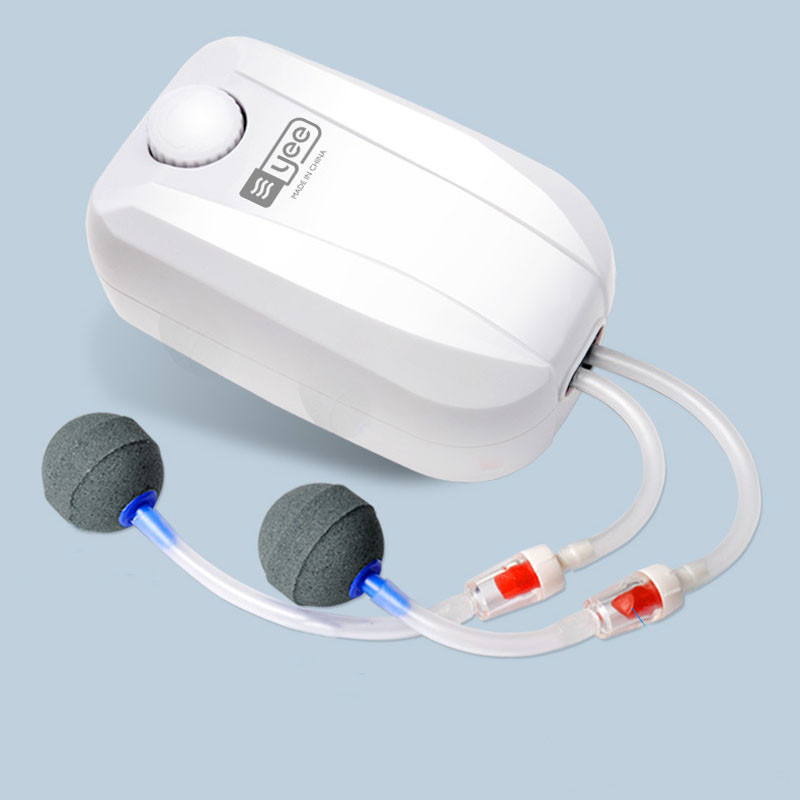 Pompă de aer pentru acvariu silențioasă oxigen pentru acvariu Compresor de aer pentru rezervor de pește Pompă de oxigen cu o singură ieșire dublă cu supapă de reținere 220V