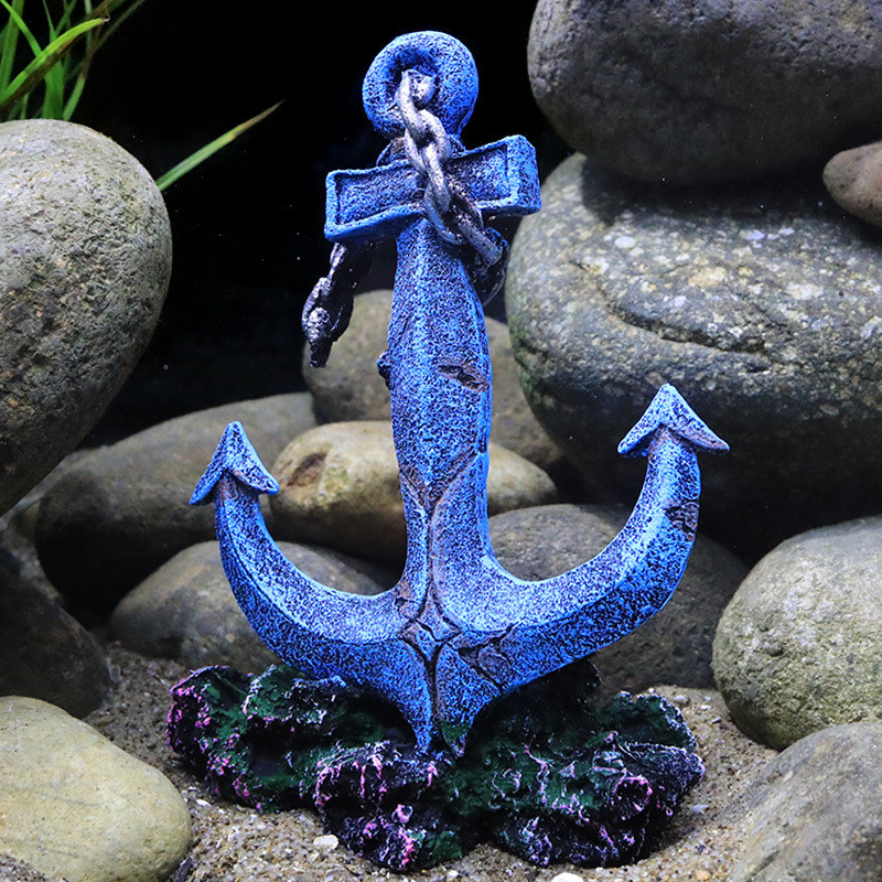 Decor pentru acvariu Ancoră pentru barcă din rășină Ornamente pentru epavă submarină Amenajare peisagistică pentru acvariu Decor peisaj acvatic Accesorii pentru acvariu