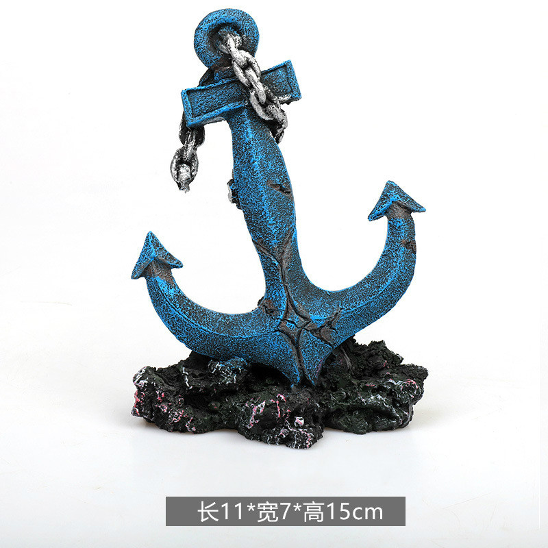 Decor pentru acvariu Ancoră pentru barcă din rășină Ornamente pentru epavă submarină Amenajare peisagistică pentru acvariu Decor peisaj acvatic Accesorii pentru acvariu
