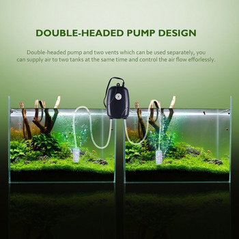5W Ultra Silent Aquarium Air Aerator Pump for Fish Tank Nano Air Compressor with 2 Airstones 2M Silicone Tubes Hydroponics Pumps