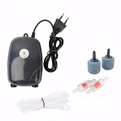 5W Ultra Silent Aquarium Air Aerator Pump for Fish Tank Nano Air Compressor with 2 Airstones 2M Silicone Tubes Hydroponics Pumps