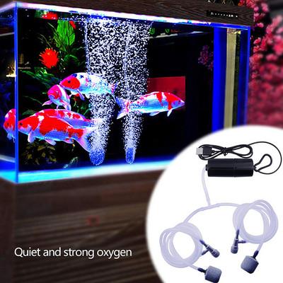 Mini Aquarium Air Pump Micro Usb Επαναφορτιζόμενη φορητή μικρή αντλία οξυγόνου Home Fish Tank Silent Aerator with Air Stone αξεσουάρ