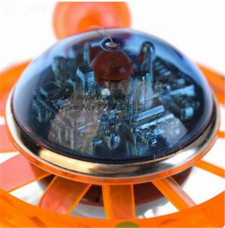 HONGYI 1 bucată plastic rezervor de pește ornament decor acvariu peisaj OZN figurină de acțiune conexiune pompă de oxigen portocaliu/verde