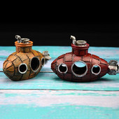 Acvariu Submarine Decorații Ornamente pentru rezervoare de pește Navă scufundată din rășină mică pentru Decor pentru rezervoare Betta cu apă dulce de apă sărată