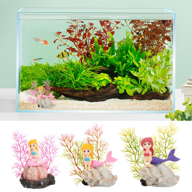 Ornamental Simulation Coral Ελαφρύ ενυδρείο μικροσκοπικό ειδώλιο ανθεκτικό χαριτωμένο ντεκόρ με ειδώλιο γοργόνας ύπνου DIY