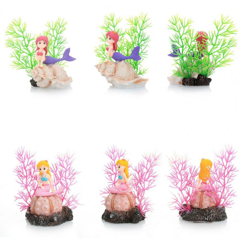 Ornamental Simulation Coral Ελαφρύ ενυδρείο μικροσκοπικό ειδώλιο ανθεκτικό χαριτωμένο ντεκόρ με ειδώλιο γοργόνας ύπνου DIY