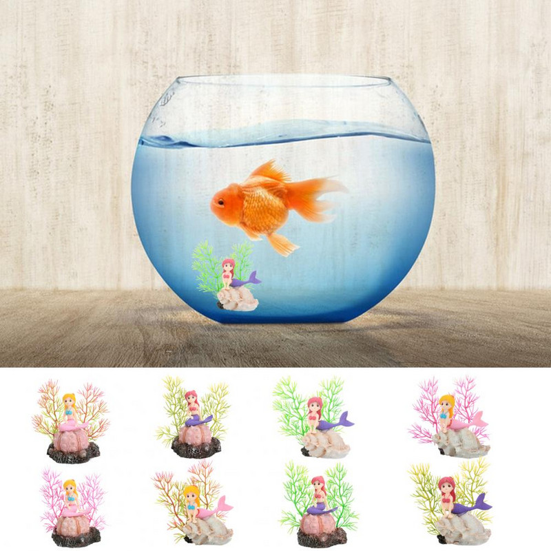 Ornamental Simulation Coral Ελαφρύ ενυδρείο μικροσκοπικό ειδώλιο ανθεκτικό χαριτωμένο ντεκόρ με ειδώλιο γοργόνας ύπνου DIY