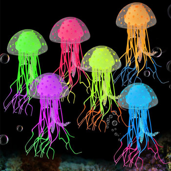 Страхотна декорация за аквариум, движена от водни течения Прозрачни и полупрозрачни светещи изкуствени медузи за аквариум