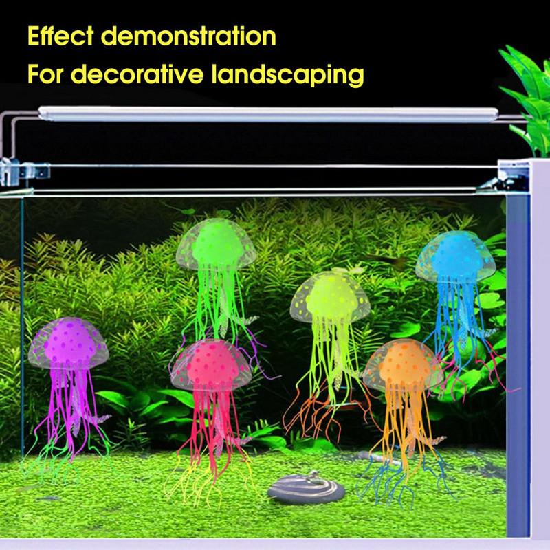 Υπέροχη διακόσμηση ενυδρείου που κινείται από ρεύματα νερού καθαρές και ημιδιαφανείς λαμπερές τεχνητές μέδουσες για δεξαμενή ψαριών