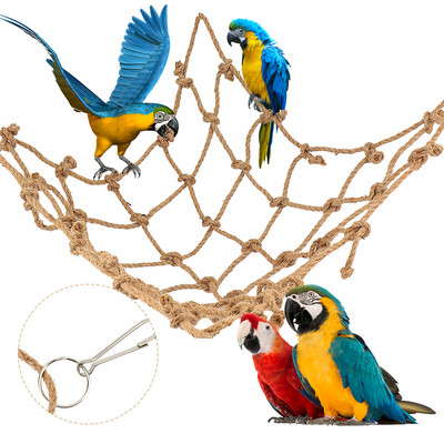 Παιχνίδια πουλιών Δίχτυ αναρρίχησης πουλιών Σχοινί κάνναβης Παπαγάλος κρεμασμένος δίχτυ με σχοινί κούνια Παίξτε σκάλα με σχοινί Chew Toy Παίξτε παιχνίδια γυμναστικής