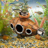 Retro Old Submarine Wreck Ornament Fish Shrimp Shelter Cave Hideout Artificial Resin Στολίδι για Διακόσμηση Δεξαμενής Ψαριών Ενυδρείου