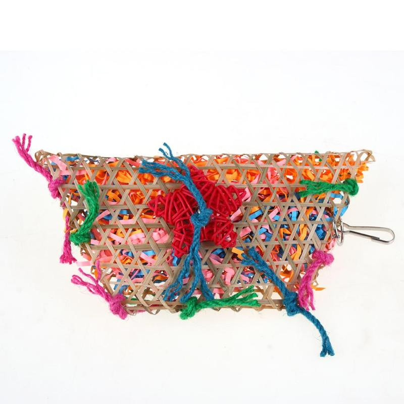 Paukščių žaislai Spalvingi bambuko pynimo mediniai sūpynės papūgos žaislai Laipiojimo ir kandžiojimo paukščių narveliuose priedai