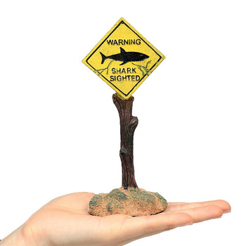 Декорация на аквариум Изкуствен предупредителен знак с череп на акула Орнаменти за аквариум Озеленяване Фон за аксесоари за аквариум