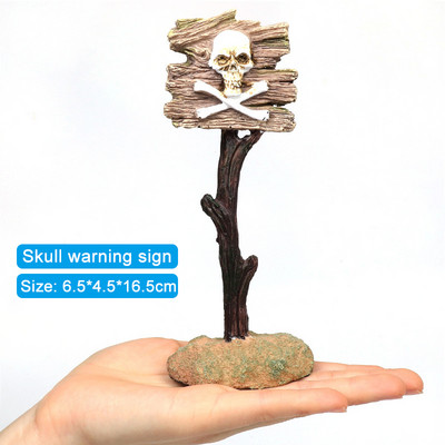 Διακόσμηση ενυδρείου Τεχνητή προειδοποιητική πινακίδα κρανίου καρχαρία Διακοσμητικά στολίδια εξωραϊσμού φόντου για αξεσουάρ ενυδρείου