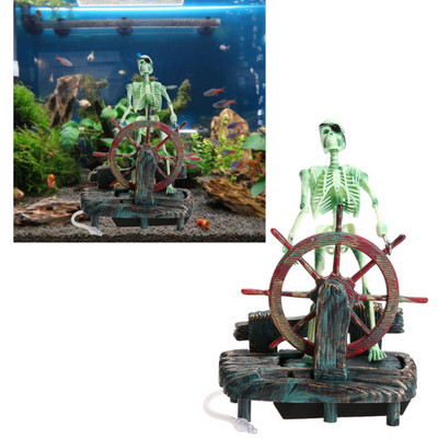 1 komad Hot Aquarium Decoration Kostur na kotačiću DIY Fish Tank Ornament Decor for Aquarium Tank W75 Sjajan Gif Kostur Kapetan