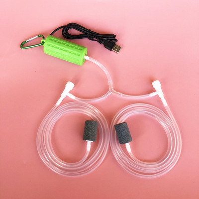 Οικιακή Μίνι Αντλία Οξυγόνου με Double Air Stone Mute Usb φόρτιση αντλία αέρα Ενυδρείο Αξεσουάρ δεξαμενής ψαριών