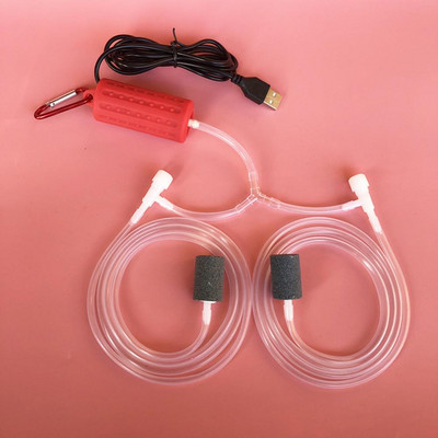 Οικιακή Μίνι Αντλία Οξυγόνου με Double Air Stone Mute Usb φόρτιση αντλία αέρα Ενυδρείο Αξεσουάρ δεξαμενής ψαριών