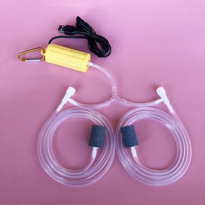 Οικιακή Μίνι Αντλία Οξυγόνου με Double Air Stone Mute Usb φόρτιση αντλία αέρα Ενυδρείο Αξεσουάρ δεξαμενής ψαριών