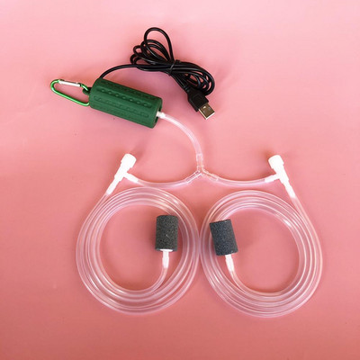 Οικιακή Μίνι Αντλία Οξυγόνου με Double Air Stone Mute Usb φόρτιση αντλία αέρα Ενυδρείο Αξεσουάρ δεξαμενής ψαριών