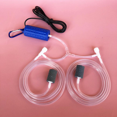 Οικιακή Μίνι Αντλία Οξυγόνου με Double Air Stone Mute Usb φόρτιση αντλία αέρα Ενυδρείο Αξεσουάρ δεξαμενής ψαριών