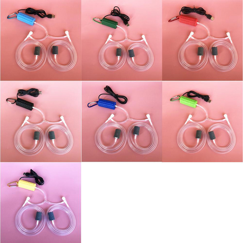 Οικιακή Μίνι Αντλία Οξυγόνου με Double Air Stone Mute Usb φόρτιση αντλία αέρα Ενυδρείο Αξεσουάρ δεξαμενής ψαριών