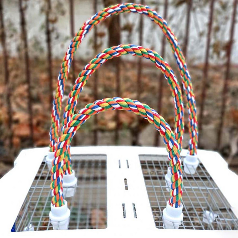 Jucărie de mușcătură de păsări Papagal multicolor în picioare Jucărie de frânghie țesătă Jucărie de mestecat de păsări Jucărie de mestecat de pasăre Papagal îndoit pentru animale de companie Bibani pentru perusi
