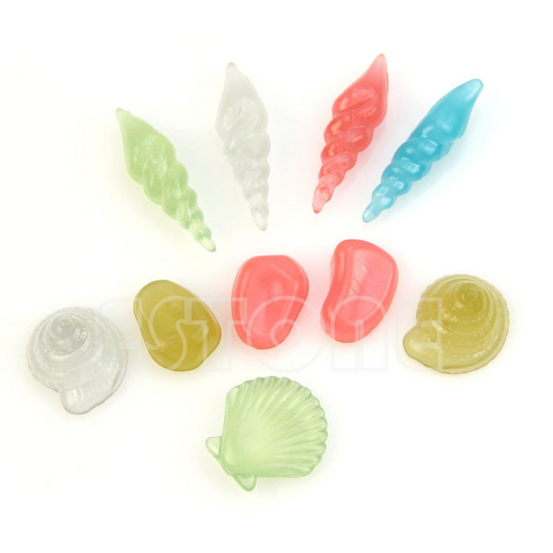 10 bucăți care strălucesc în întuneric piatră luminoasă scoici de mare pentru acvariu decor pentru rezervor de pește, dropshipping