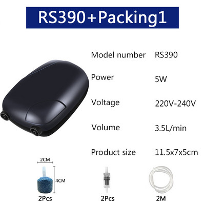Izuzetno tiha zračna pumpa za akvarij s jednim i dvostrukim izlazom 3W/5W Zračna pumpa za akvarij Kompresor Zračna pumpa za kisik 220~240V