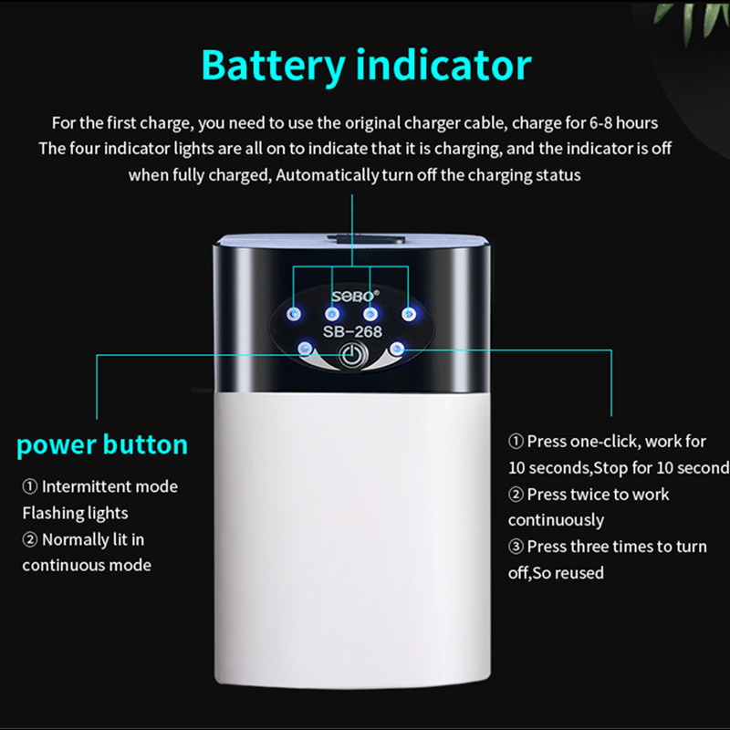 SOBO USB punjenje Akvarijska pumpa za kisik Vanjski ribolov Prijenosni Fish Tank Zračni kompresor Pumpa za povećanje kisika