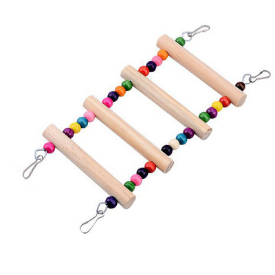 Pet Birds Swing Wooden Bridge Ladder Climb Cockatiel Parakeet Budgie Parrot Toy Wood Ladder